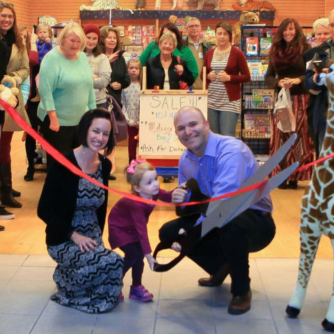 Ribbon Cutting at Maziply Toys and Collectibles (Owners Kerri and Scott Mazerall with their daughter, Riley).