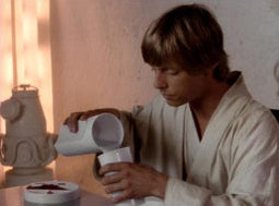 Star Wars Blue Milk being poured by Luke Skywalker.