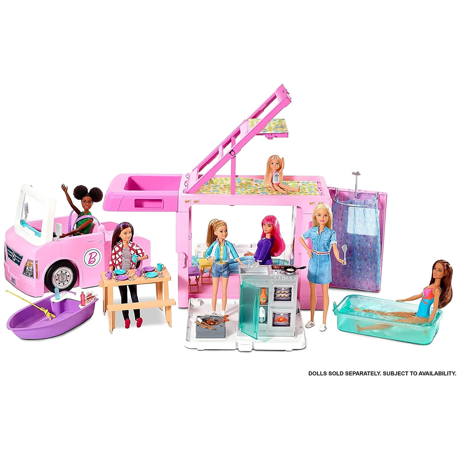 Cyclopen ontploffen Chaise longue Barbie 3-in-1 Dreamcamper Playset