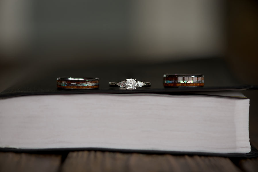 Tungsten Abalone Wedding Rings
