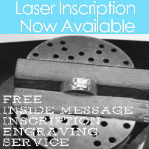 Aolani Hawaii offers laser inscription engraving service for koa wood tungsten rings and ceramic wedding rings