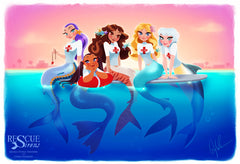 All five Rescue Siren mermaids by Dylan Bonner