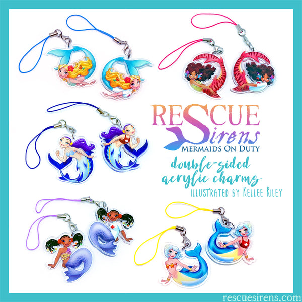 "Rescue Sirens" acrylic charms by Kellee Riley