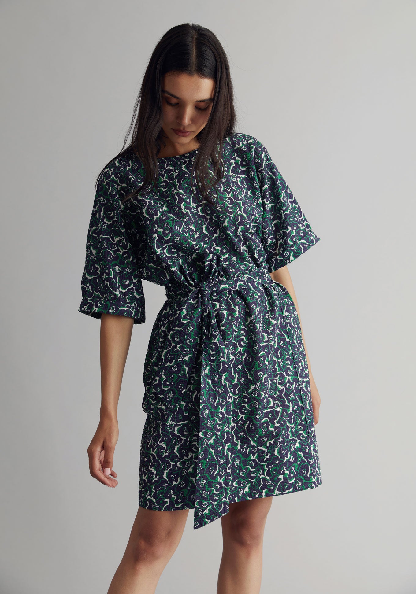 AKINA Dress - Organic Cotton Navy Print, SIZE 1 / UK 8 / EUR 36
