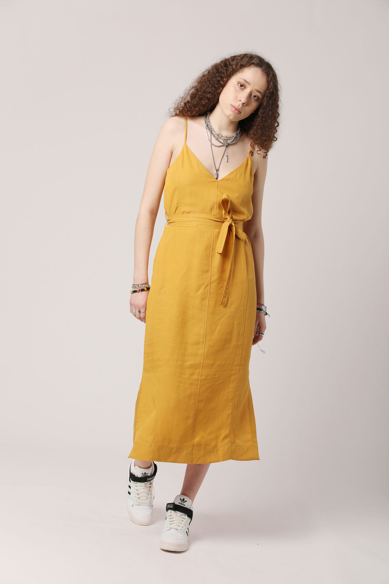 IMAN Tencel Linen Slip Dress Tangerine, SIZE 1 / UK 8 / EUR 36