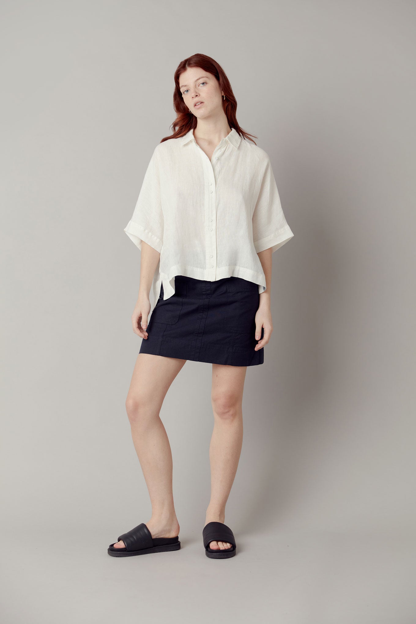 SUKI Organic Cotton Mini Skirt - Dark Navy, SIZE 5 / UK 16 / EUR 44