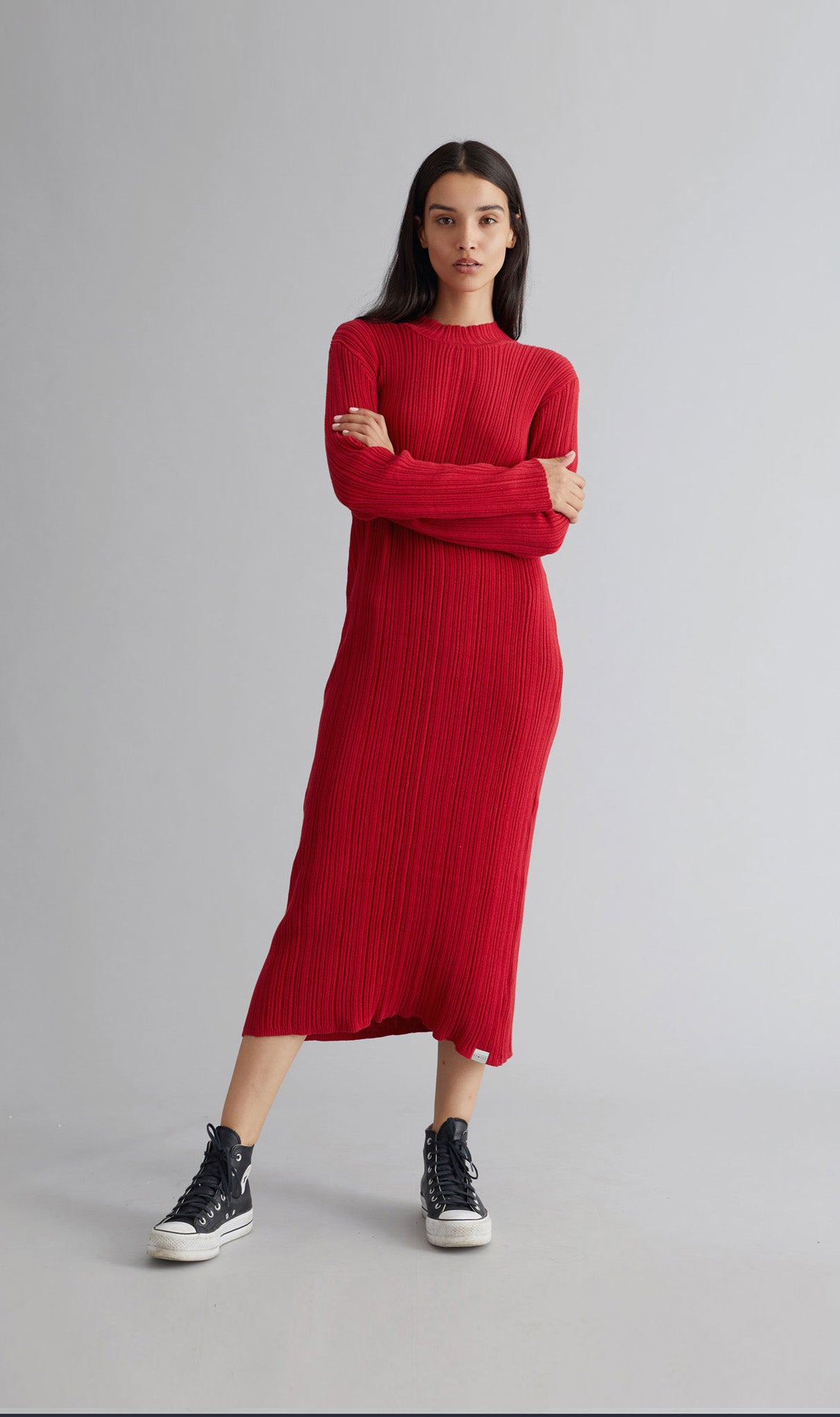 MAYUMI Womens Organic Cotton Dress Red, Size 2 / UK 10 / EUR 38