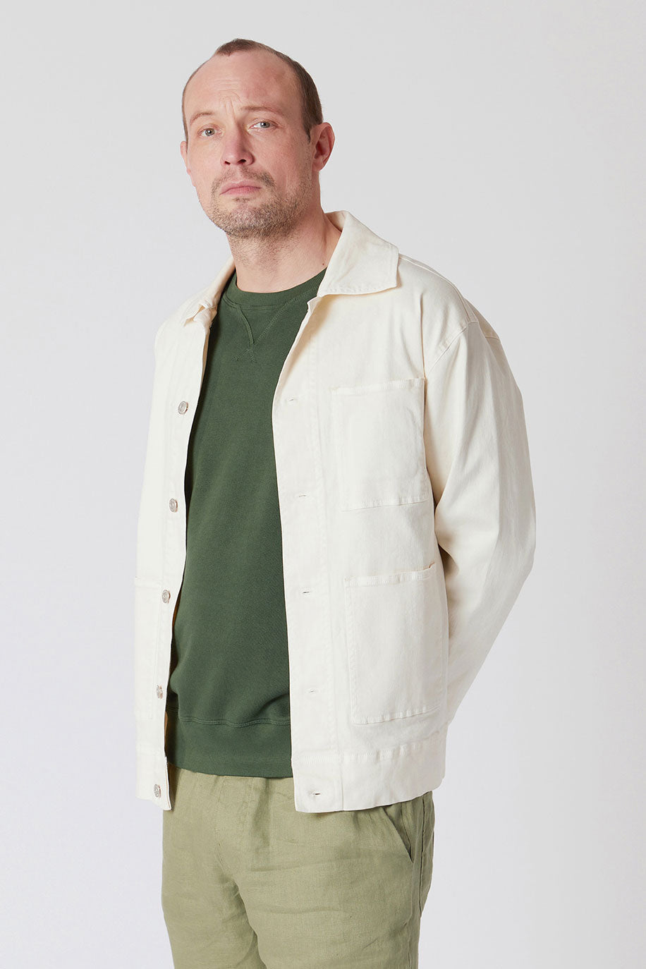 LARRY- Organic Cotton Jacket Off White, Extra-Large