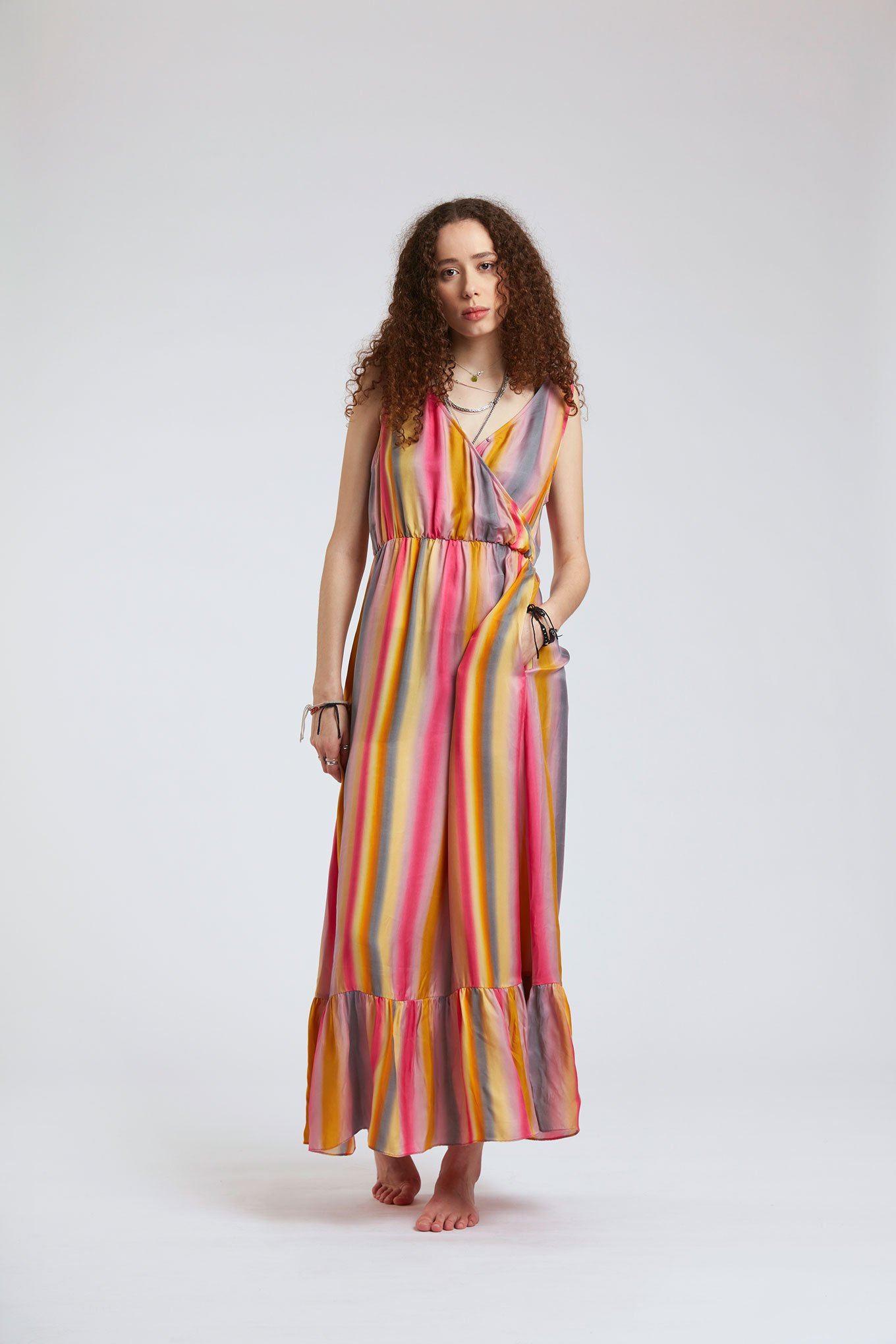 WHIRLYGIG Cupro Dress Glasto-Nudes, SIZE 4 / UK 14 / EUR 42