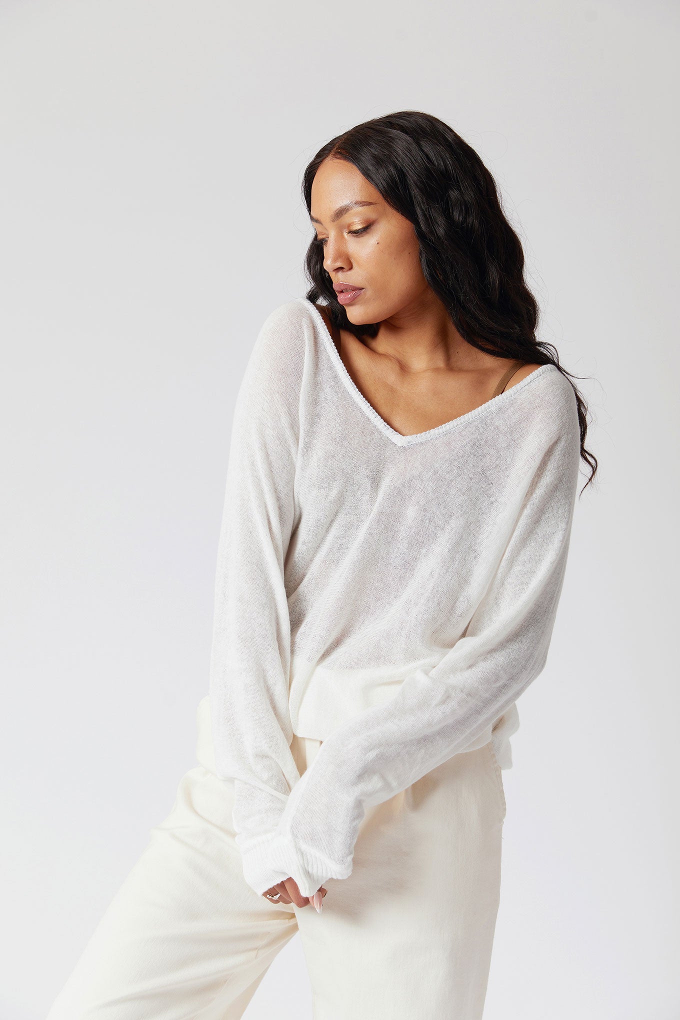 CLOVER Organic Linen Batwing Jumper Snow White, SIZE 2 / UK 10 / EUR 38