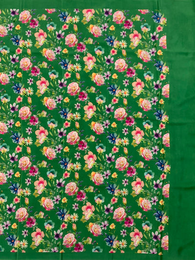 Crepe Floral Print Saree Green In Colour