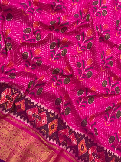 Kanjeevaram Ikat Saree Rani-Pink In Colour