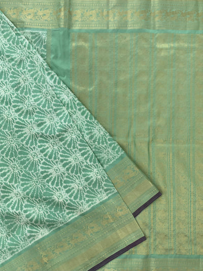 Kanjeevaram Ikat Saree Sea-Green In Colour