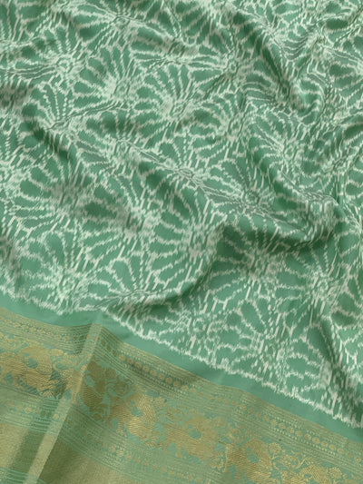 Kanjeevaram Ikat Saree Sea-Green In Colour