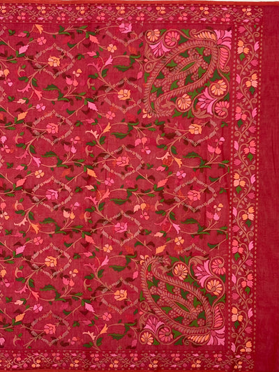 Jamdani Saree Red In Colour