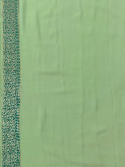 Georgette Banarasi Saree Pista-Green In Colour