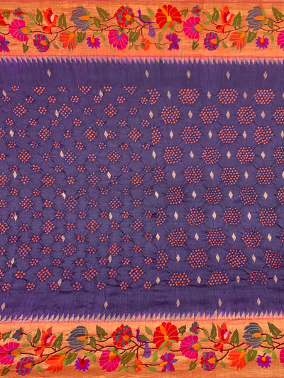 Paithani Bandhani Saree Purple In Colour