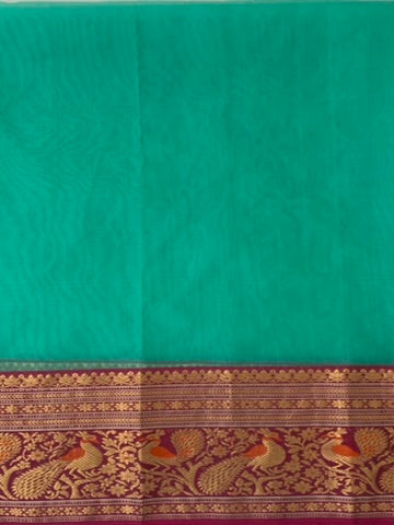 Chanderi Kora Saree Sea-Green In Colour