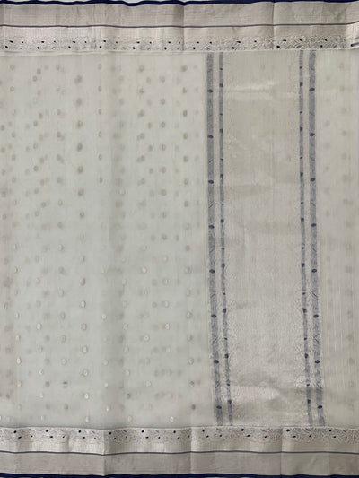 Chanderi Kora Saree Half-White In Colour