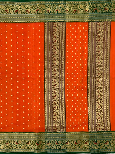 Chanderi Kora Saree Orange In Colour
