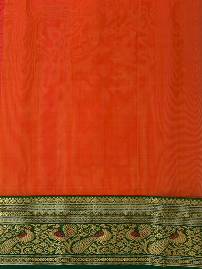 Chanderi Kora Saree Orange In Colour