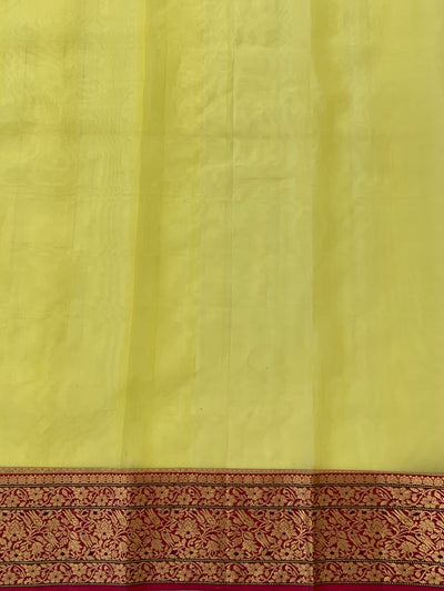 Chanderi Kora Saree Yellow In Colour