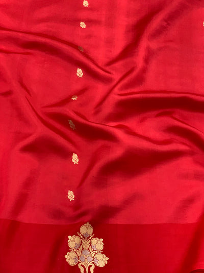 Chanderi Silk Saree Red In Colour