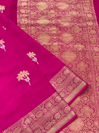 Chanderi Silk Saree Rani-Pink In Colour