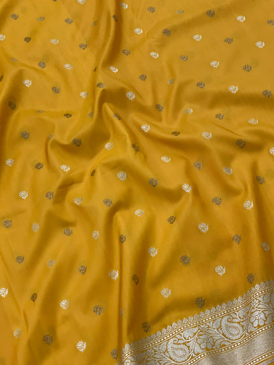 Banarasi Silk Saree Mustard-Yellow In Colour