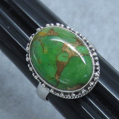 Size 7 - Mojave Green Copper Turquoise Ring - Sterling Silver - Hand Made - R141381