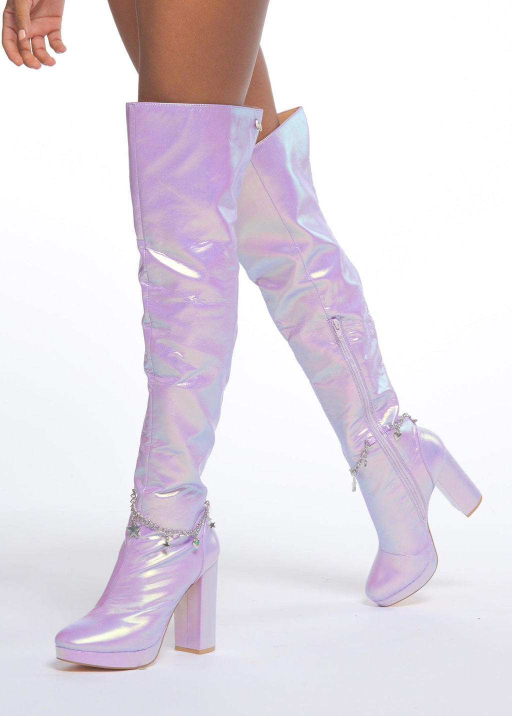 lilac thigh high boots