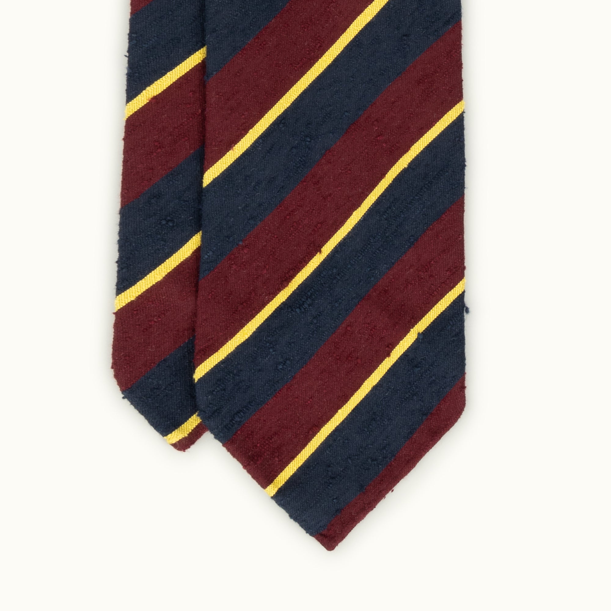 Shantung Striped Dark Red, Blue and White Silk Tie Untipped - Fort Belvedere