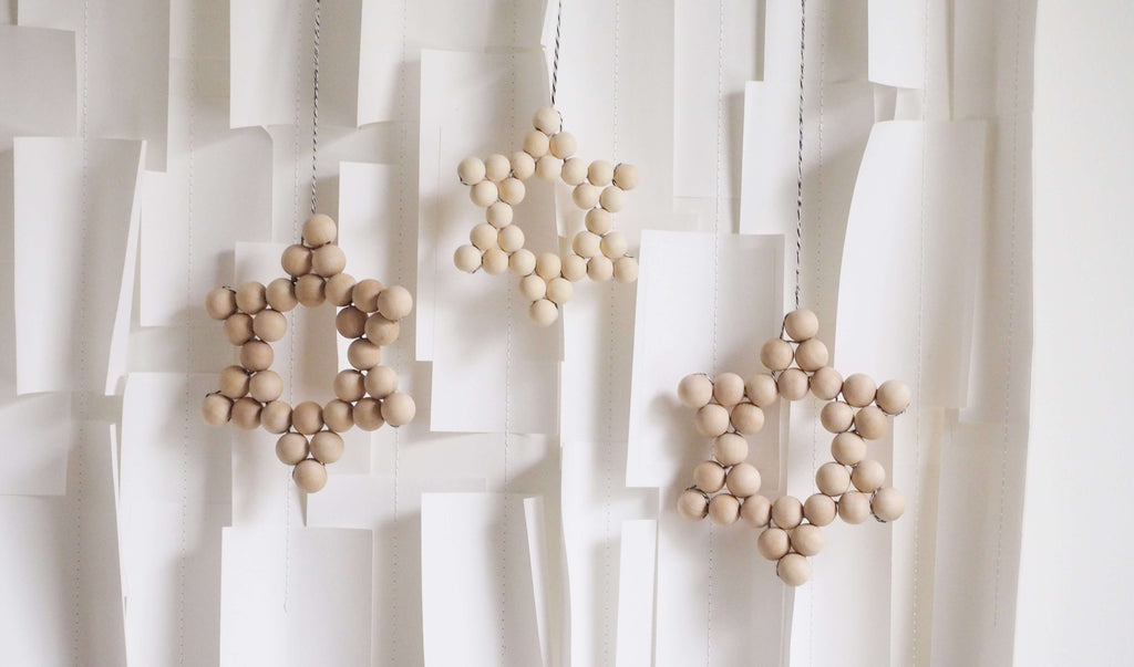 wooden beads stars christmas hanukkah decoration 