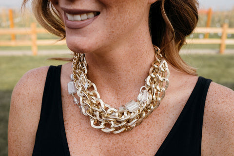 Statement necklaces-Evelyn necklace-gold chunky chain