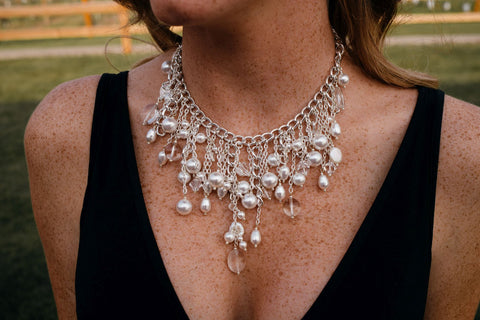 Victoria necklace-statement necklaces-Swarovski pearls