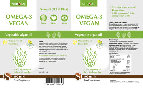 Greenvits UK | Norsan Omega-3 Oil, Vegan, ( 609 mg EPA + 1158 mg DHA )