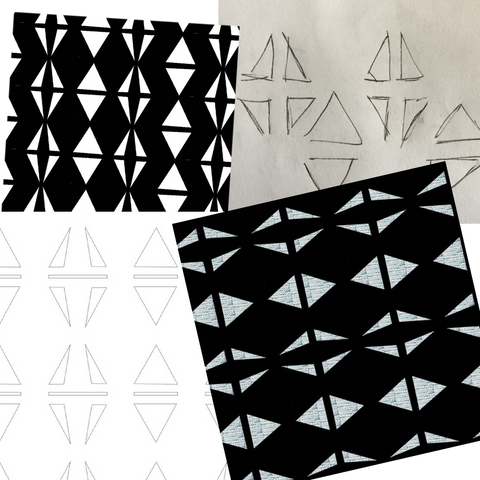 Black Ikat Triangle Fabric Artisan Made Process