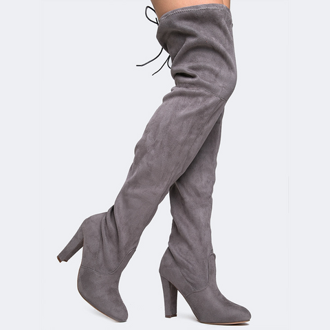 grey thigh high boot