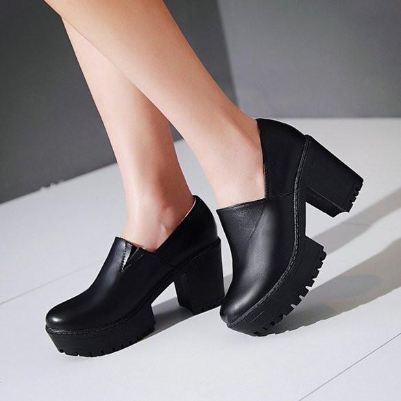 black leather shoes womens heels