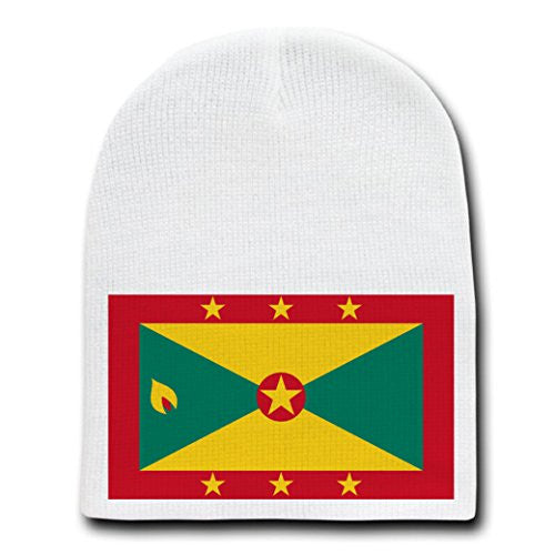 Grenada - World Country National Flags - White Beanie Skull Cap Hat