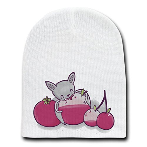 'Fruit Bat' Mashup Humor - White Beanie Skull Cap Hat