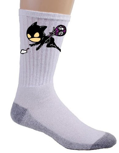 'Part-time JOB Rat Catcher' Funny Parody Super Hero Catching Rats Logo - Crew Socks