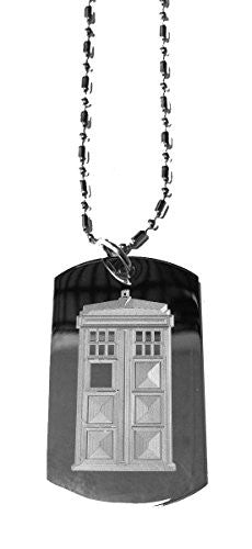 Tardis Box British Police - Military Dog Tag, Luggage Tag Metal Chain Necklace
