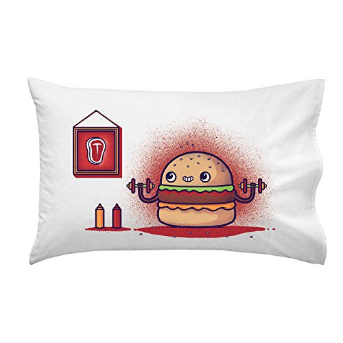 'Lean Meat' Hamburger Exercise Humor - Pillow Case Single Pillowcase