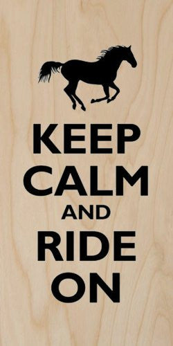 'Keep Calm and Ride On' Horse Silhouette Black - Plywood Wood Print Poster Wall Art
