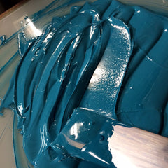 Little Trees Studio - Blue Ink being mixed for printing