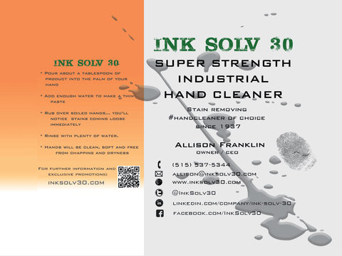 INK SOLV 30 - Super Strength Industrial Hand Cleaner since 1937