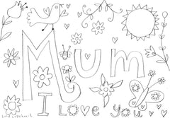 Lucy Loveheart Mothers Day colouring in sheet - Mum.jog
