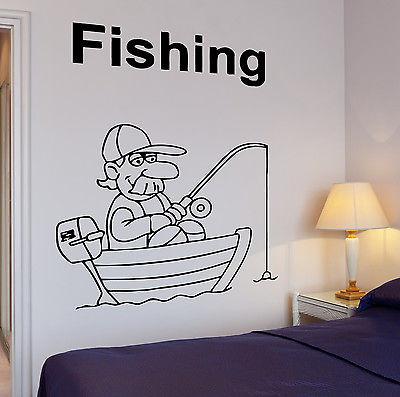 Wall Decal Fishing Fish Funny Relax Relaxation Cool Decor For Living Room Unique Gift z2760