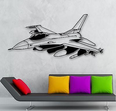 Wall Sticker Vinyl Decal Fighter Plane Jet Aircraft Military War Nursery (ig850)
